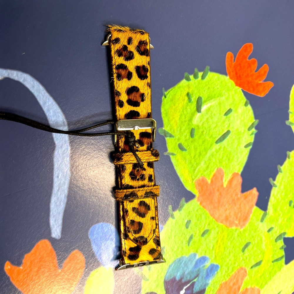 New Myra bag cheetah hair on hide Apple Watch band